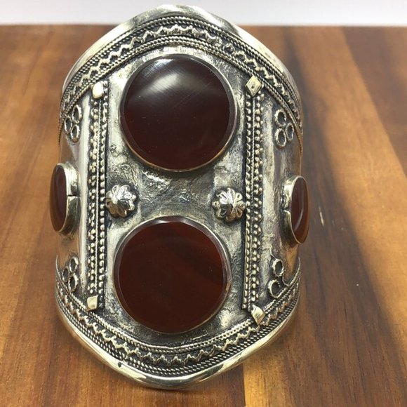 Single Double Stone Afghan Kuchi Bracelet, Big Bracelet With Stones, Ethnic Cuff - Picture 1 of 5